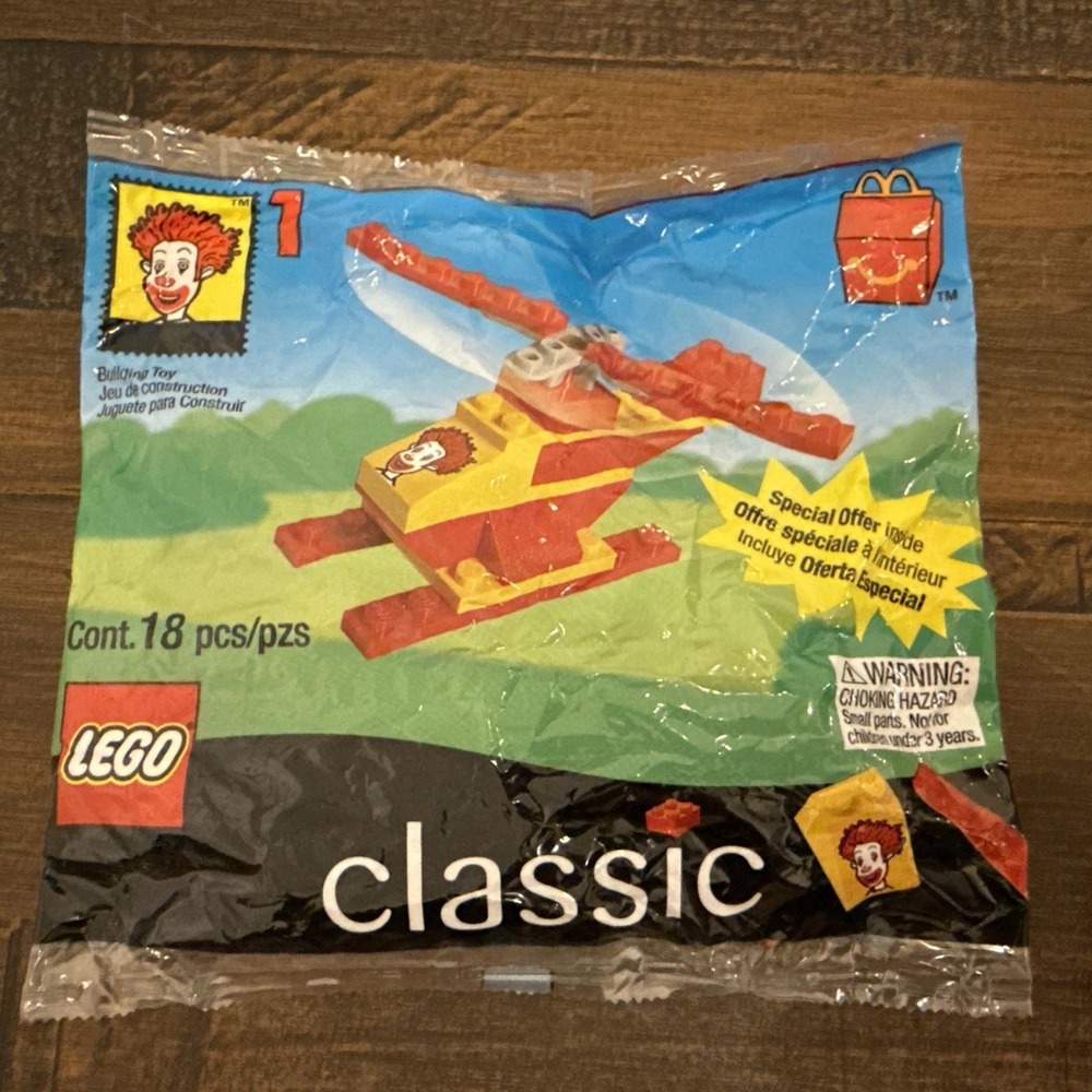 1999 LEGO Classic Ronald McDonald Helicopter Happy Meal Toy Sealed New Brand New